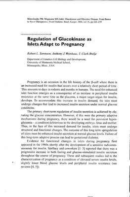 Regulation of Glucokinase As Lslets Adapt to Pregnancy