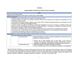 Inventory Implementation of Articles III.4 and III.5 of the Convention