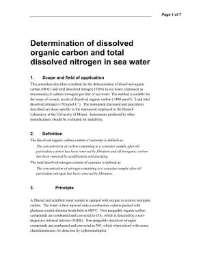 Determination of Dissolved Organic Carbon and Total Dissolved Nitrogen in Sea Water