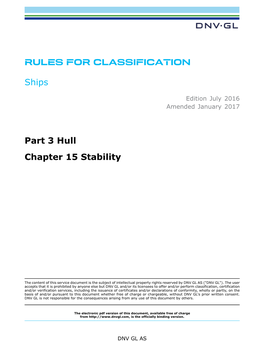 DNVGL-RU-SHIP Pt.3 Ch.15 Stability