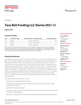 Taco Bell Funding LLC (Series 2021-1)