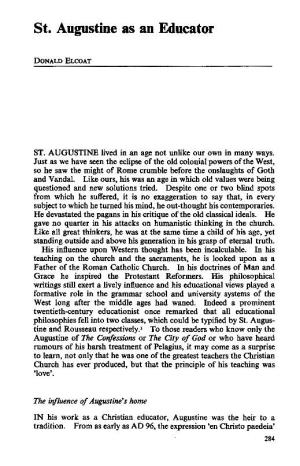 St. Augustine As an Educator