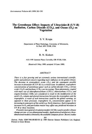 The Greenhouse Effect: Impacts of Ultraviolet-B (UV-B) Radiation, Carbon Dioxide (CO2), and Ozone (O3) on Vegetation