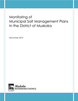 Monitoring of Municipal Salt Management Plans in the District of Muskoka