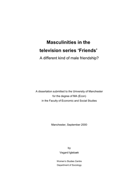 Masculinities in the Television Series Friends
