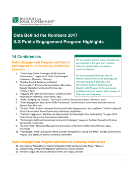 ILG Public Engagement Program Behind the Numbers 2017