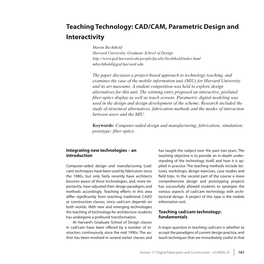 CAD/CAM, Parametric Design and Interactivity