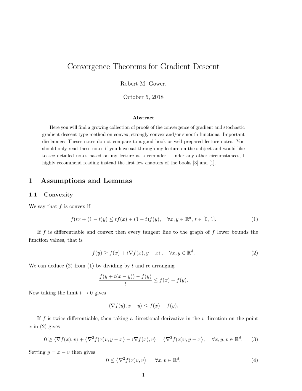 Convergence Theorems for Gradient Descent