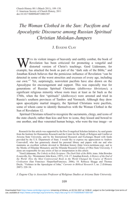 Pacifism and Apocalyptic Discourse Among Russian Spiritual Christian Molokan-Jumpers