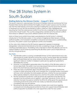 The 28 States System in South Sudan