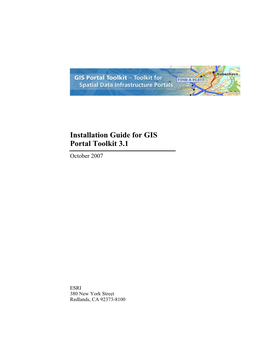 Installation Guide for GIS Portal Toolkit 3.1