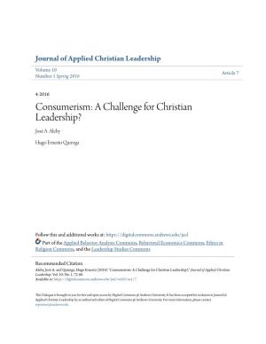 Consumerism: a Challenge for Christian Leadership? José A