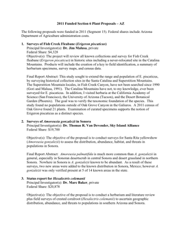 2011 Funded Section 6 Plant Proposals Summaries W Abstracts