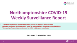 Northamptonshire COVID-19 Weekly Surveillance Report