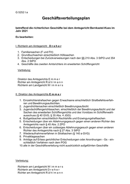 Geschäftsverteilungsplan AG Bernkastel-Kues