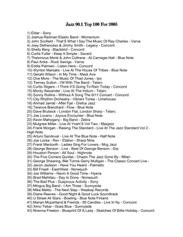 Jazz 90.1 Top 100 for 2005