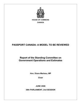 Passport Canada: a Model to Be Reviewed
