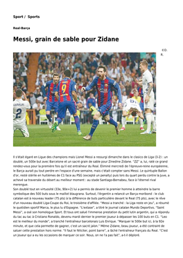 Messi, Grain De Sable Pour Zidane