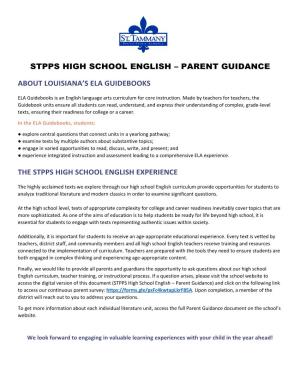 Stpps High School English – Parent Guidance