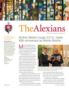 Brother Warren Longo, C.F.A., Marks 60Th Anniversary As Alexian Brother