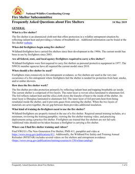 Frequently Asked Questions About Fire Shelters 14 May 2019