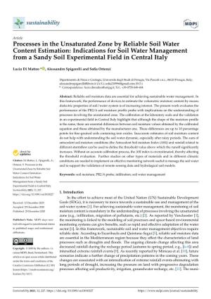 Processes in the Unsaturated Zone by Reliable Soil Water Content