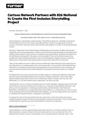 Cartoon Network Partners with 826 National to Create the First Inclusion Storytelling Project