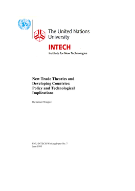 New Trade Theories and Developing Countries: Policy and Technological Implications