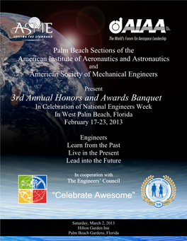 3Rd Annual Honors and Awards Banquet West Palm Beach, Florida March 2, 2013