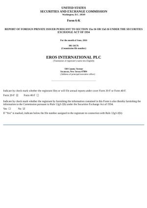 EROS INTERNATIONAL PLC (Translation of Registrant’S Name Into English)