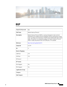 Bgp Name/CLI Keyword Border Gateway Protocol Full Name Border