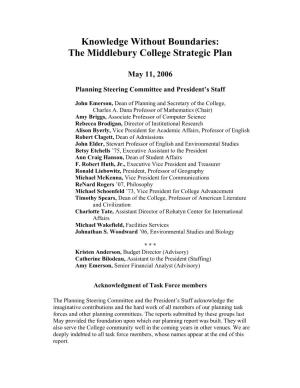 Knowledge Without Boundaries: the Middlebury College Strategic Plan