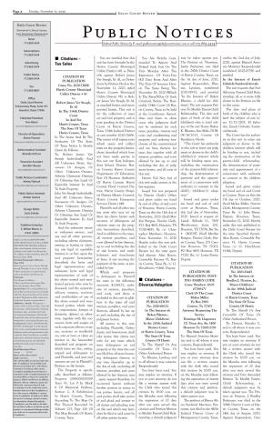 Public Notices 713.869.5434 Submit Public Notices by E-Mail: Publicnotices@Dailycourtreview.Com Or Call 713.869.5434