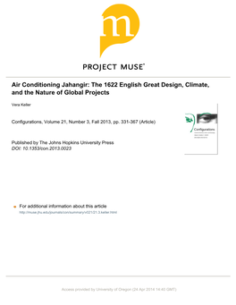 Air Conditioning Jahangir: the 1622 English Great Design, Climate, and the Nature of Global Projects