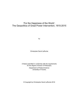 The Geopolitics of Great Power Intervention, 1815-2015