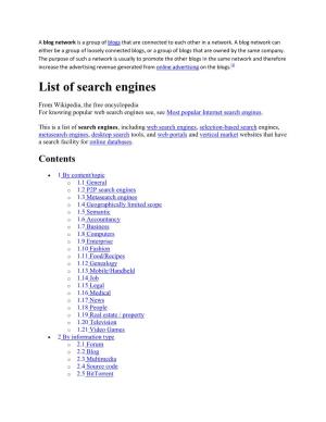 List of Search Engines