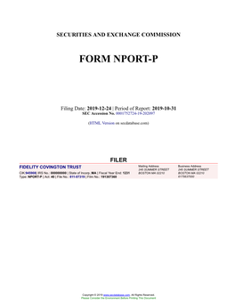 FIDELITY COVINGTON TRUST Form NPORT-P Filed 2019-12-24