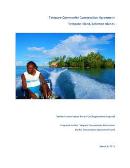 Tetepare Community Conservation Agreement Tetepare Island, Solomon Islands
