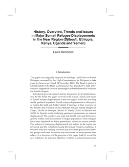 History, Overview, Trends and Issues in Major Somali Refugee Displacements in the Near Region (Djibouti, Ethiopia, Kenya, Uganda and Yemen)