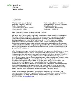 Senate Judiciary Liability Protection Letter