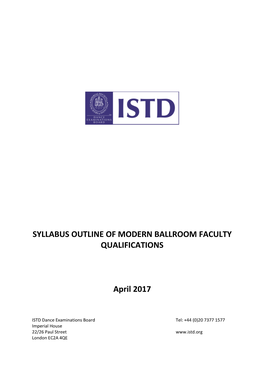 Syllabus Outline of Modern Ballroom Faculty Qualifications