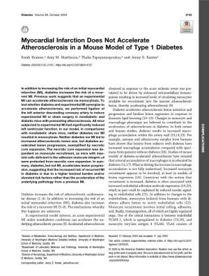 Myocardial Infarction Does Not Accelerate Atherosclerosis in a Mouse Model of Type 1 Diabetes