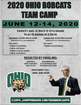 2020 Ohio Bobcats Basketball Team Camp Quick Sheet