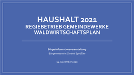 Präsentation Von Bürgermeisterin Spößler Zum Haushalt 2021