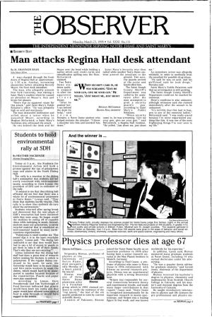 Man Attacks Regina Hall Desk Attendant