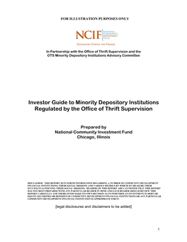 Investor Guide to Minority Depository Institutions Regulated by the Office of Thrift Supervision