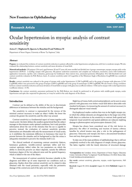 Ocular Hypertension in Myopia: Analysis of Contrast Sensitivity