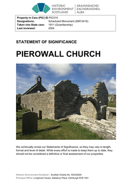 Pierowall Church Statement of Significance