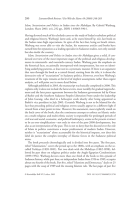 Islam, Sectarianism and Politics in Sudan Since the Mahdiyya. by Gabriel Warburg