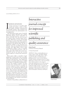 Interactive Journal Concept for Improved Scientific Publishing and Quality Assurance 105